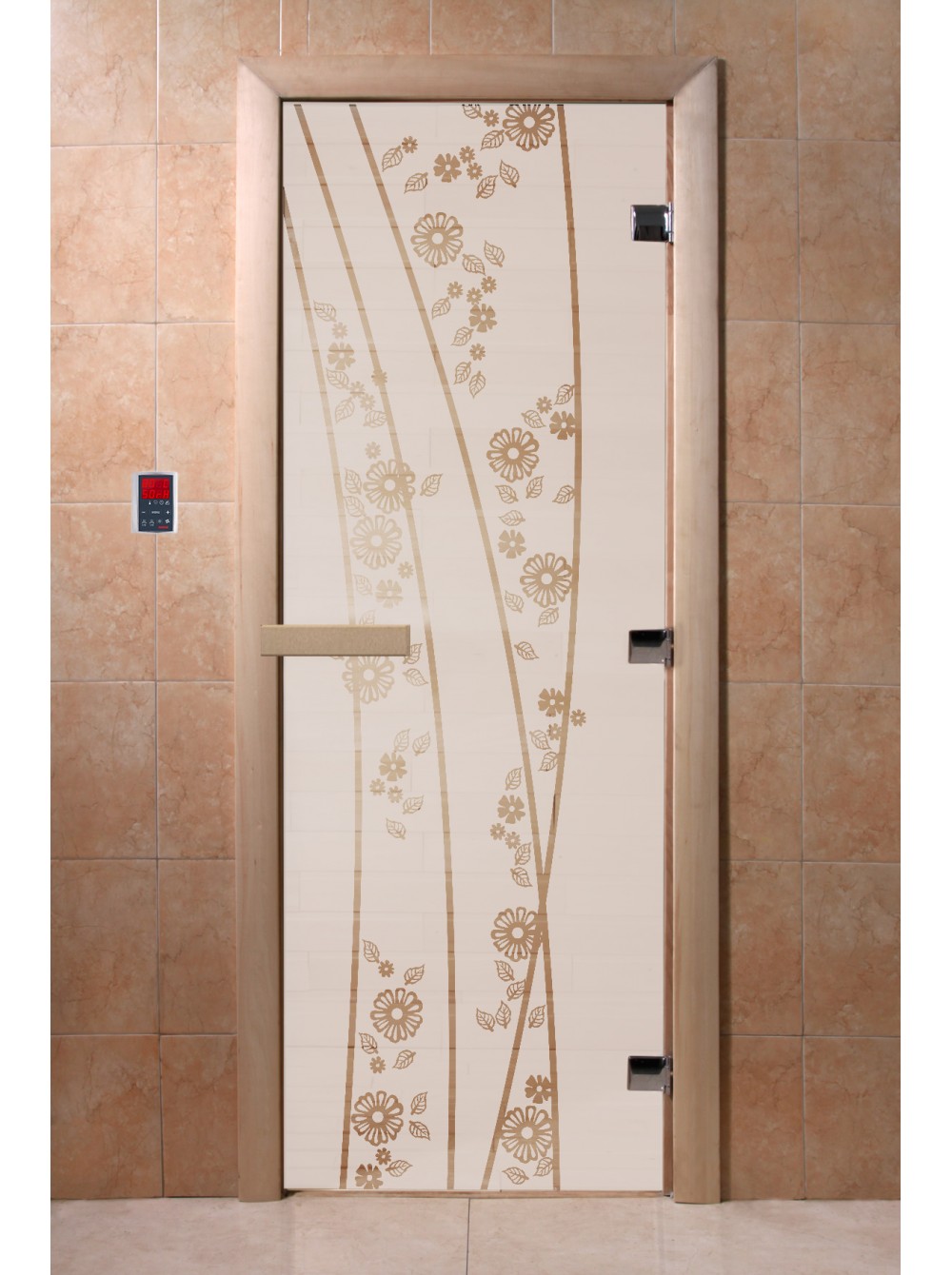 Дверь банная DW 700*1900 САТИН с рисунком ольха
