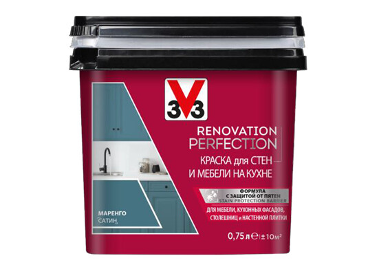 Краска для стен и мебели на кухне RENOVATION PERFECTION малина 0,75л. V33