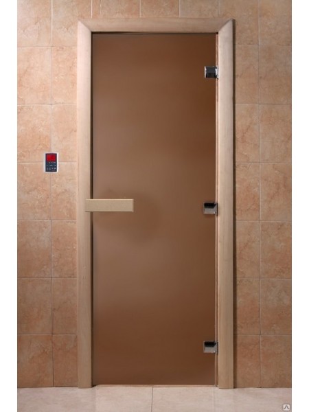 Дверь банная DW 800*1900 БРОНЗА МАТОВАЯ 8мм 3петли (ольха/береза)