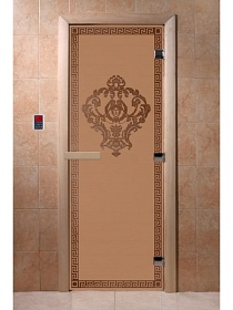Дверь банная DW 700*2000 БРОНЗА МАТОВАЯ (С рисунком) 8мм 3петли (ольха/береза)