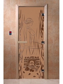 Дверь банная DW 700*1900 БРОНЗА МАТОВАЯ (С рисунком) 8мм 3петли (ольха/береза)