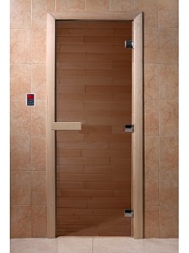 Дверь банная DW 700*1700 БРОНЗА 8мм 3петли (ольха/береза)