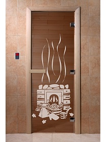 Дверь банная DW 700*2000 БРОНЗА (С рисунком) 8мм 3петли (ольха/береза)